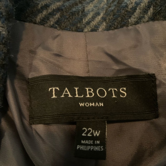 Talbots Charcoal & Blue Plaid Wool
Blend Coat Jacket Women’s Size 22W - Picture 5 of 12